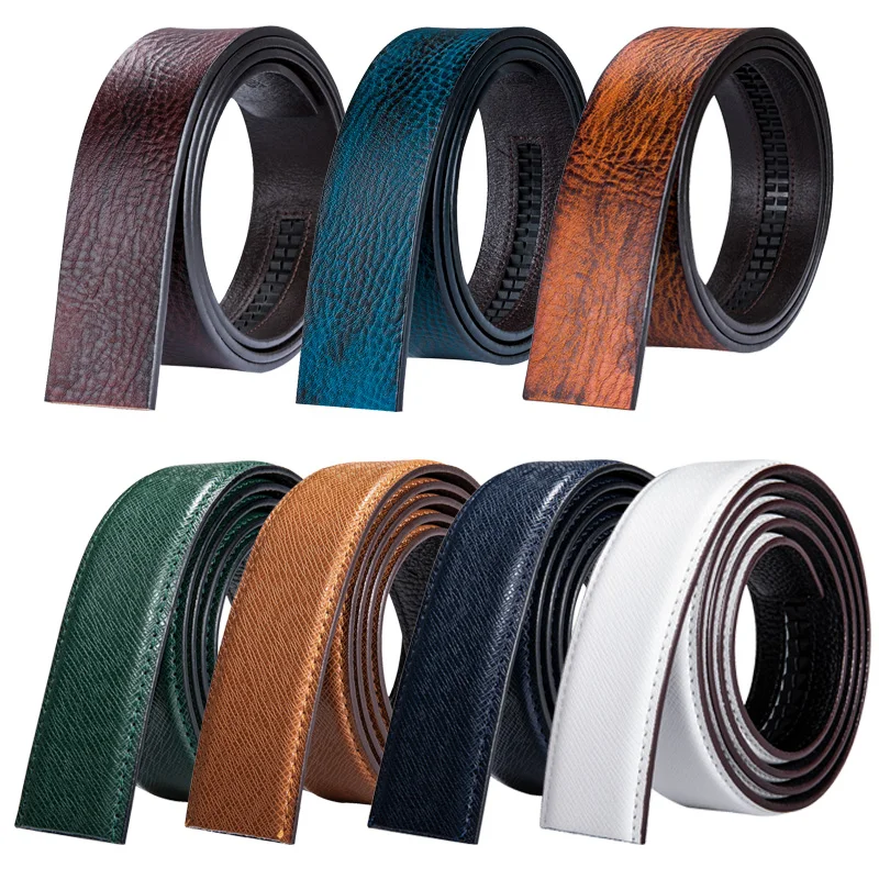 Мужской ремень из натуральной кожи без пряжки коричневый кожи|Мужские ремни| |