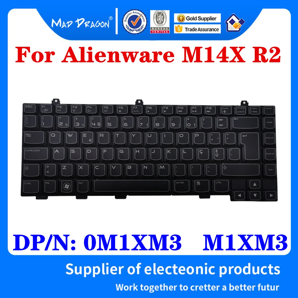 New Original Keyboard For Dell Alienware M14X M14X R2 Laptop Backlit keyboard  NSK AKU06  DP/N: 0M1XM3  M1XM3 PK130G81A20