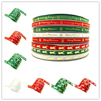 5yards 10mm christmas ribbon printed grosgrain ribbons for gift wrapping wedding decoration hair bows diy accessories s27s