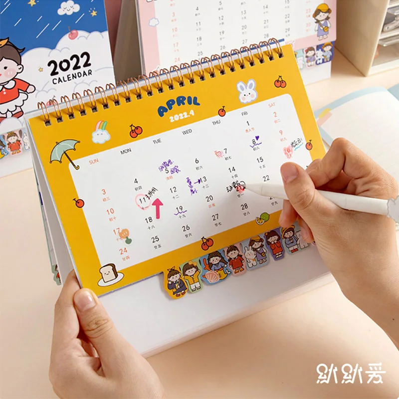 2022 Kawaii Calendar Planner Notebook Cute Desktop Cartoon Creative Notepad Girls Heart Perpetual Calender | Канцтовары для офиса