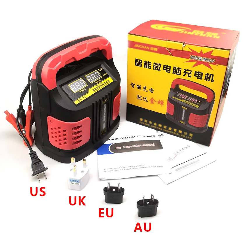 Jual Pengisi Baterai Penuh Otomatis 12V 24V 14A Mobil Motor Perahu Roda Tiga Untuk Asam Timbal AGM GEL 100A 200A Bebas Perawatan Disegel