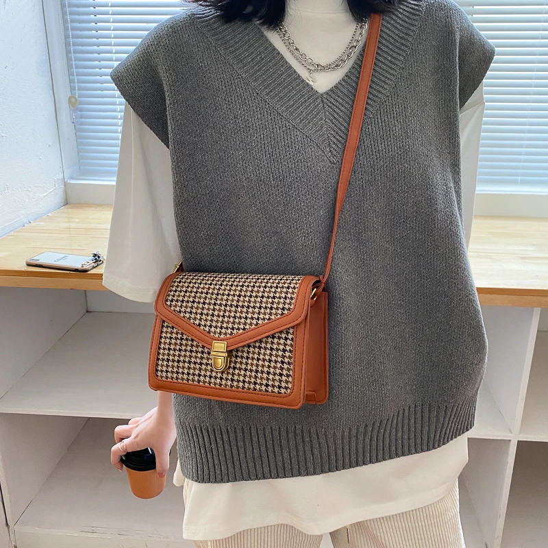 

2021 New Pu Leather Women's Shoulder Bag Summer Small Square Crossbody Bags Fashion Lattice Female Bag Designer Shopper Purse