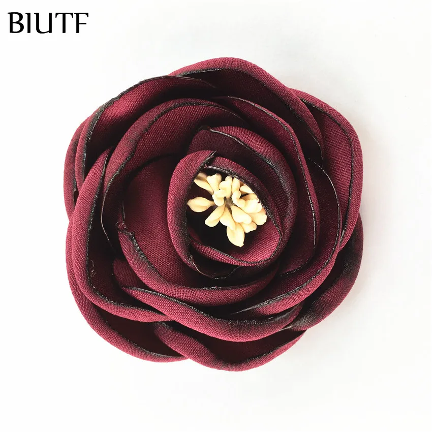 5 шт./лот корейский стиль винтажный сгоревший атласный цветок с тычинками зажимом