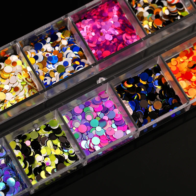 1 коробка для дизайна ногтей красочные хлопья голографические блёстки Палитра