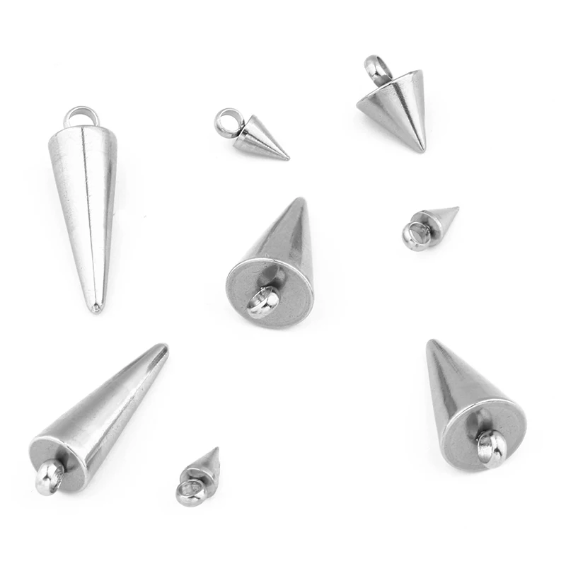 20pcs Stainless Steel Tapered Pendant Man Woman Settings 6/9/13/18mm Connectors  Pendant DIY Jewelry Making Findings Accessories