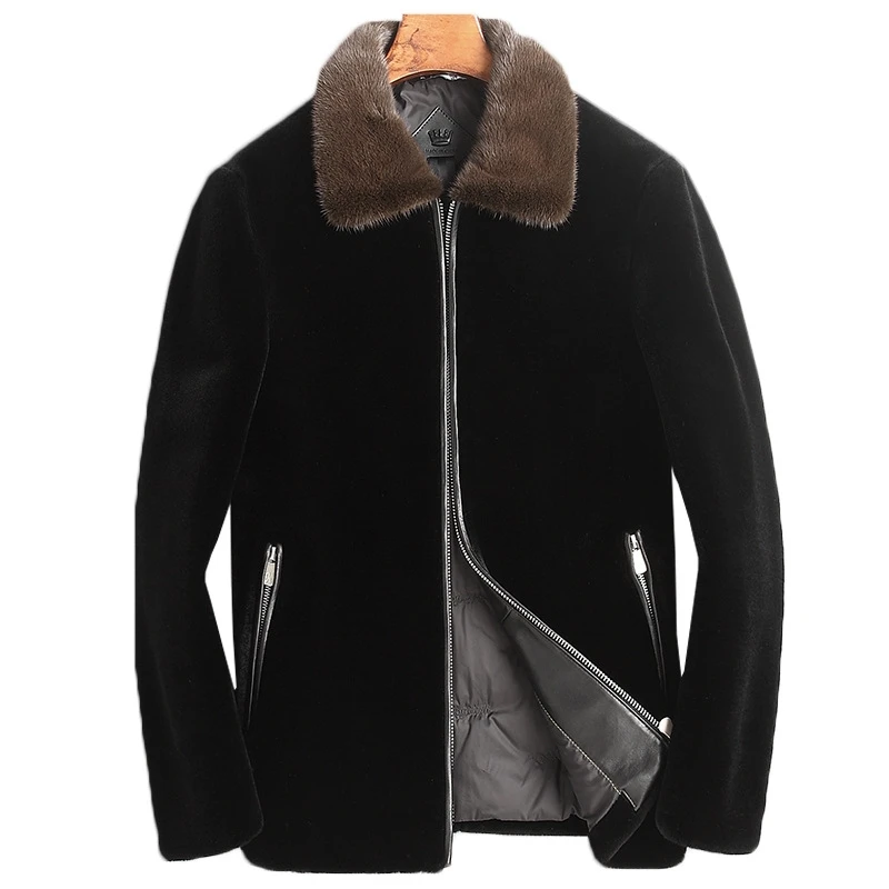

Warm Duck Winter Down Coat 2020 Lamb Fur Jacket Real Fur Coats Natural Mink Collar Jacket Veste Homme 2825 YY325