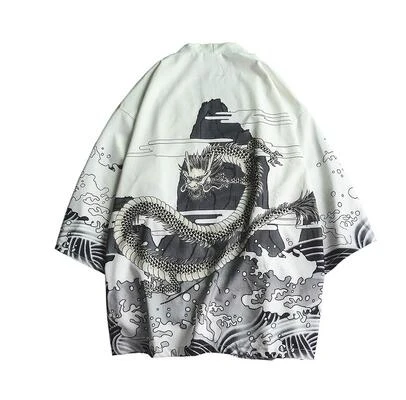 #5002 летние мужские кимоно рубашка размера плюс японское кардиган узоры с