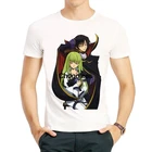 Мужская Повседневная белая футболка Code Geass в стиле аниме Харадзюку