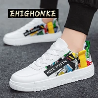 youth summer new trend printing men s waterproof board shoes large size graffiti casual sports non slip high quality pu leather