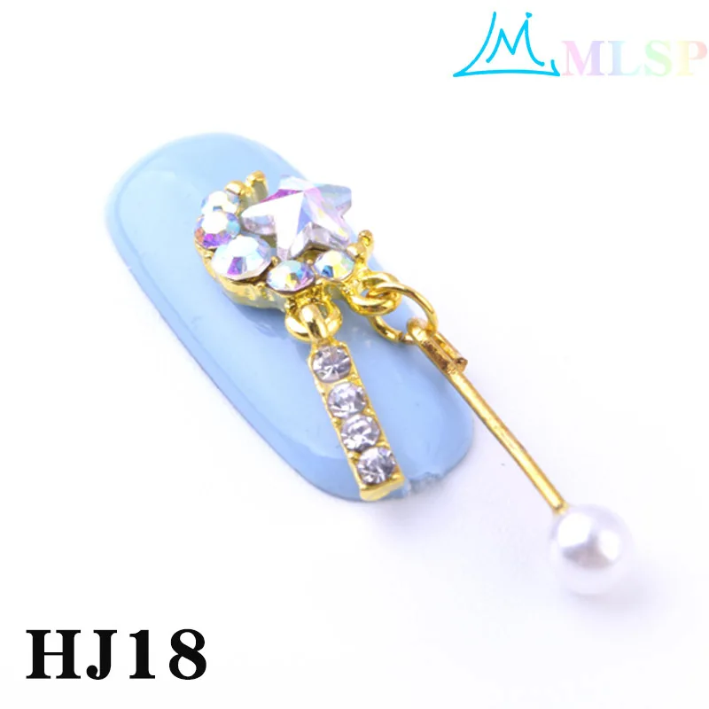 HJ18-10pcs 10 шт./лот, циркониевые украшения для дизайна ногтей, подвесные модели для ногтей, алмазные длинные висячие металлические Стразы для ногтей, изысканные Кристальные Звездные бриллианты - Цвет: HJ18-10pcs