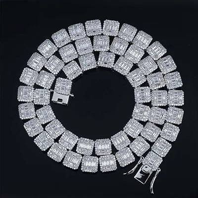 silver Высокое качество Серебро Золото Цвет Iced Out квадратный AAA кубический цирконовая цепочка роскошные ожерелья хип хоп панковские шармы для мужчин Ювелирные изделия Подарки - Metal Color: silver