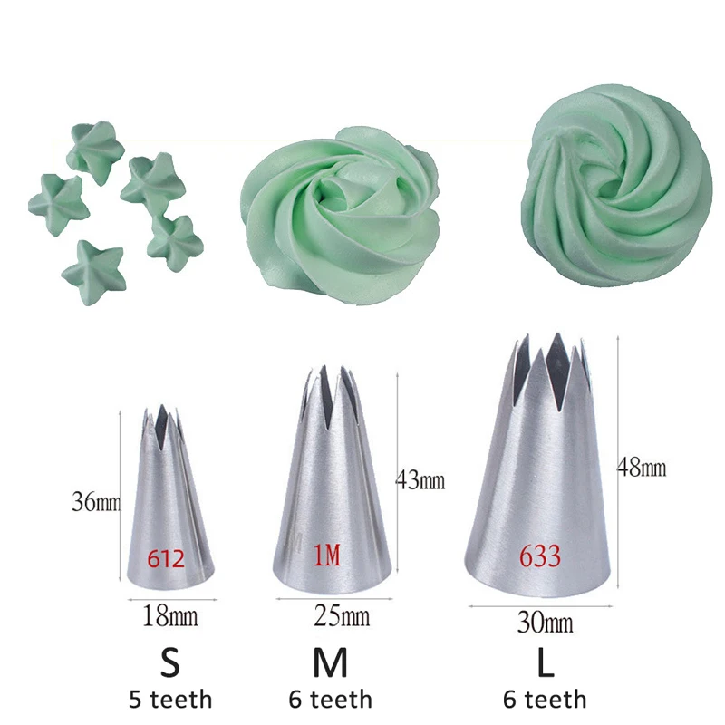 

4Pcs/3Pcs Cake Decoration Set Kitchen Gadgets Cookies Supplies Multi Purpose 304 Stainless Steel Multi Tooth Pastry Nozzle Set
