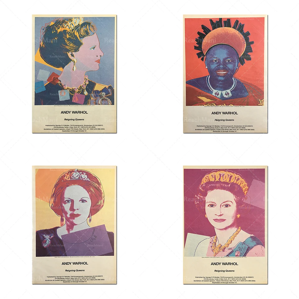 

Original 1985 Andy Warhol Gallery Opening Promotion-The Reign of Queen Elizabeth Exhibition-Ensemble Complete Retro Tous les qua