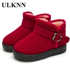 Детские зимние ботинки ULKNN 2020 для мальчиков и девочек зимняя новая Толстая хлопковая обувь сохраняющая тепло Нескользящие износостойкие детские кожаные ботинки