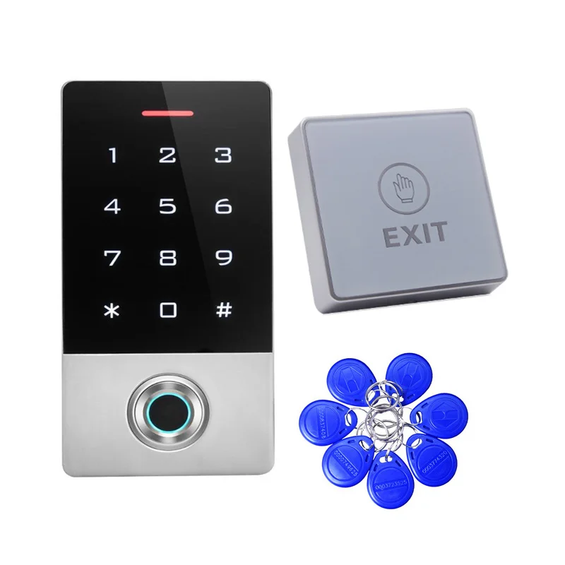 

with 10 tags exit button 125KHZ ID Outdoor Fingerprint password keypad access control reader for security door lock system gate