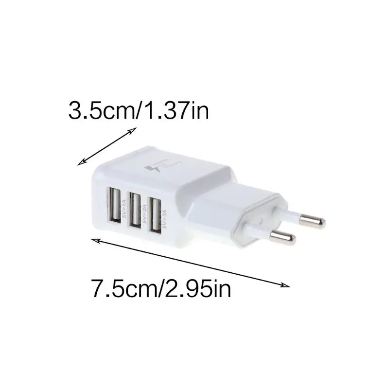 

3 Ports EU Plug USB Wall Travel AC Charger Adapter for samsung S5