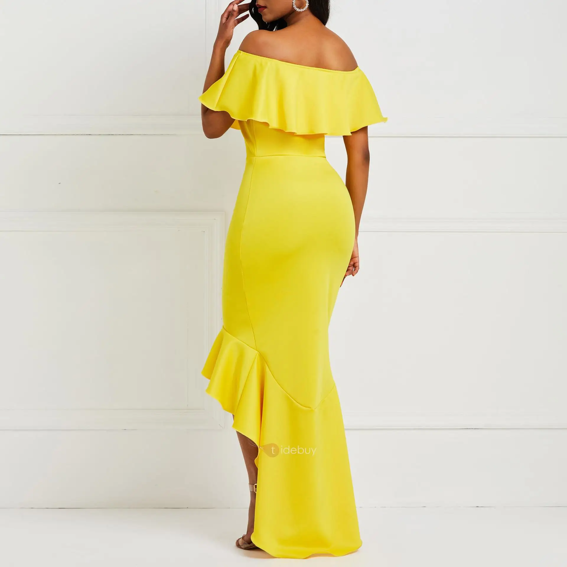 Многослойное платье с волнистым соединением в европейском и американском стиле