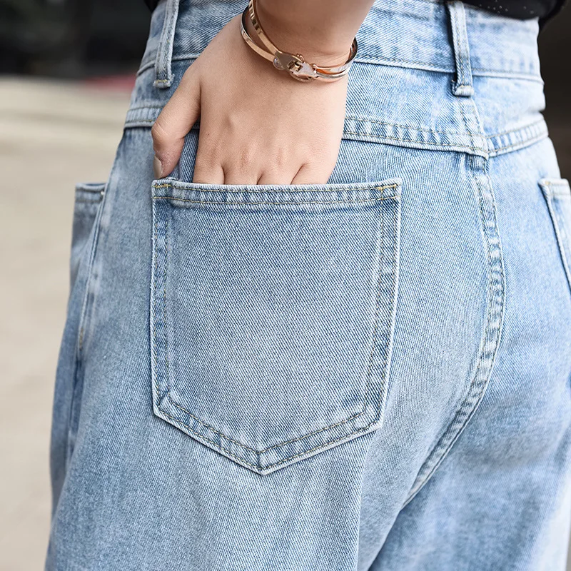 Женские рваные джинсы с эффектом пуш-ап синие брюки из денима высокой талией и