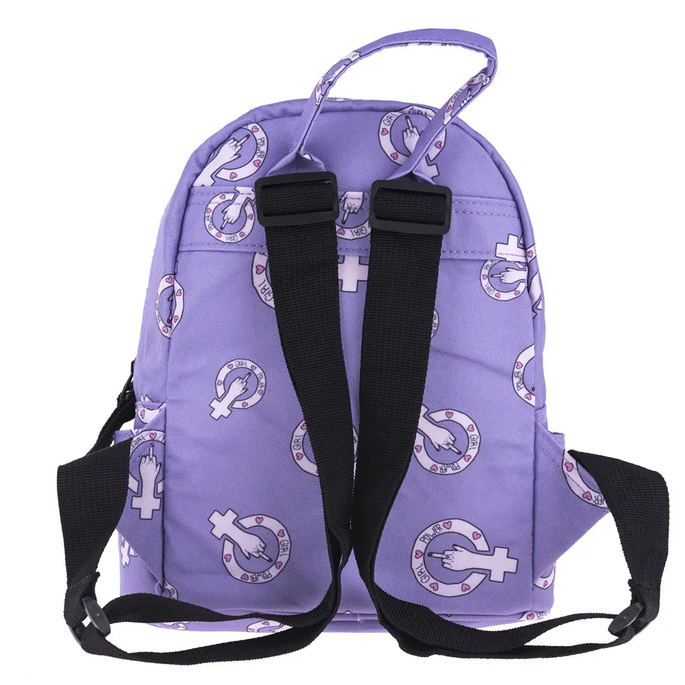 Women Backpack Mini Cartoon Funny Print Casual Children School Bag Small Purple Waterproof Travel Rucksack