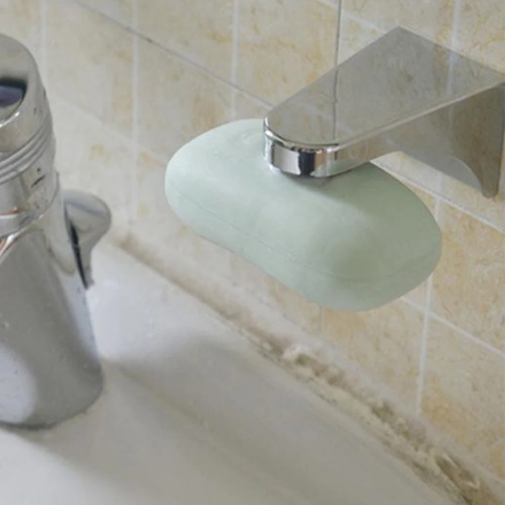 

Household Silver Magnetic Soap Holder Powerful Suction Cup Steel Soap Box Soap Dishe For Kitchen Bathroom Accessories