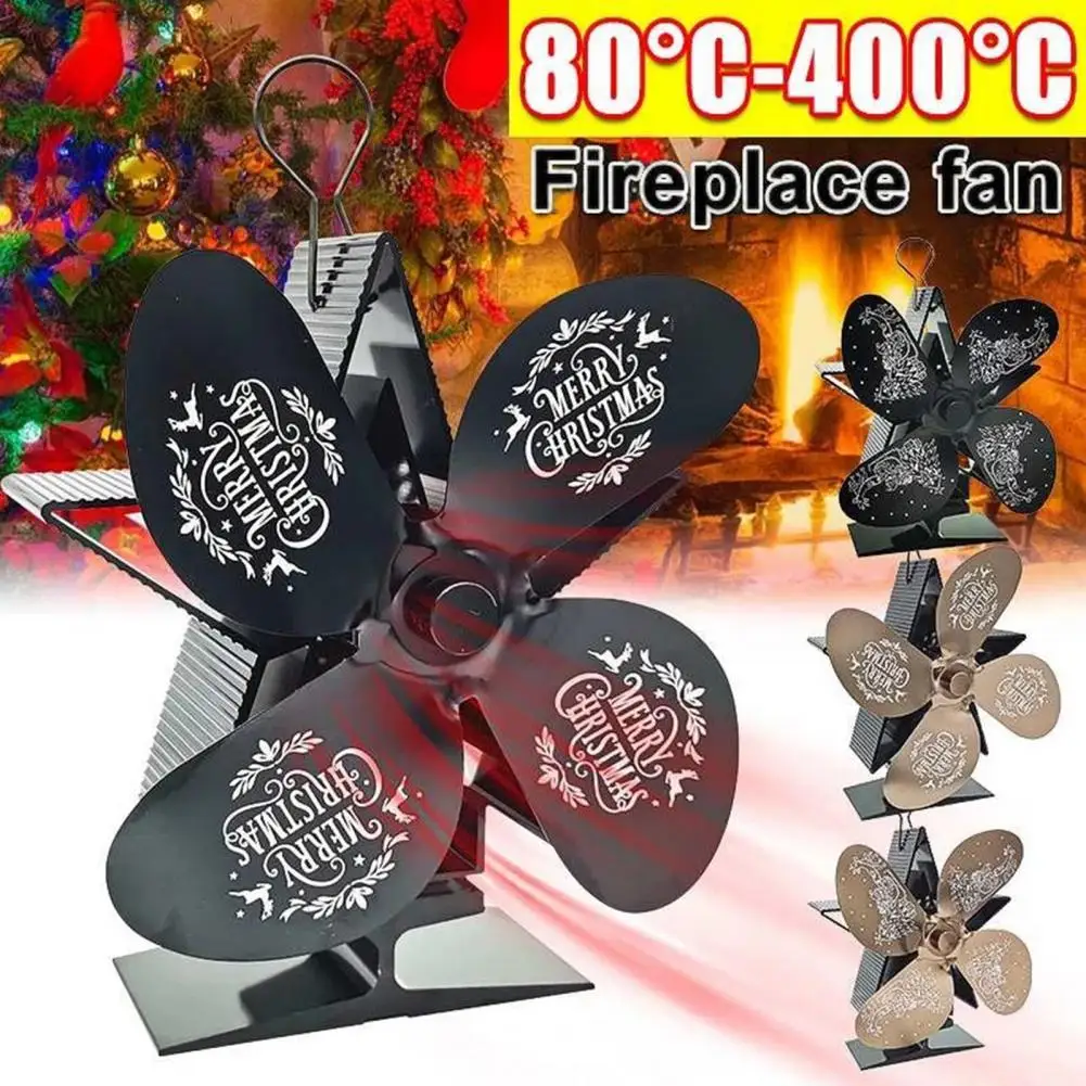 

Fireplace Fan Sturdy Construction Heat Resistant Metal High Efficient Heat Distribution Stove Fan for Home Fan Heater Tools