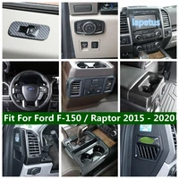 gear shift box ac steering wheel glass lift cover trim carbon fiber accessories abs for ford f 150 raptor 2015 2020