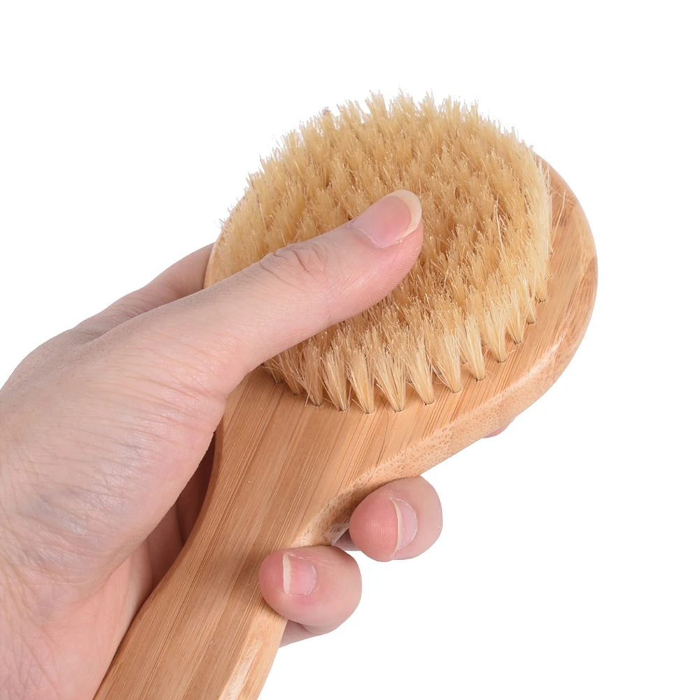 Бамбуковая щетка для тела с длинной ручкой душа спа отшелушивающая ванны спины