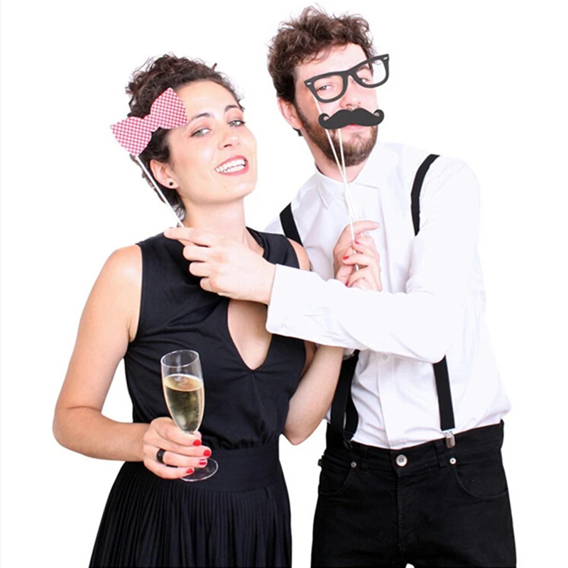 58PCs/set Photobooth Props Glasses Hat DIY Mustache Lip On A Stick Mask Wedding Birthday Party Decoration Accessories Supplies | Дом и сад