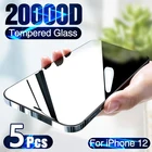 Черно-белый прозрачный протектор экрана 20000D 5 шт. для iPhone 13 12 mini 11 Pro X XS Max XR 7 8 Plus SE 2020 9H закаленное стекло