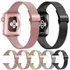 Ремешок Миланская петля для apple watch 6 5 4 3 se, металлический сетчатый Браслет для iWatch band 44 мм 42 мм, для apple watch band 40 мм 38 мм