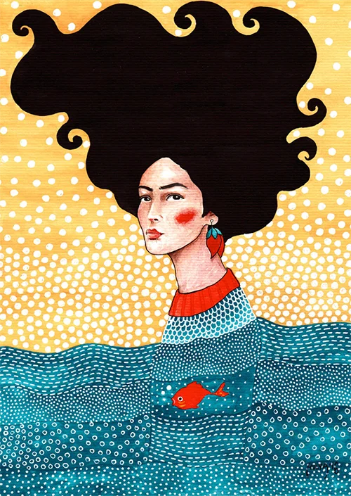 

Настенная живопись "Девушка с красочными волосами"