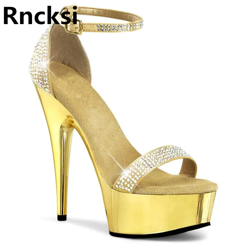 

Rncksi женские сандалии с ремешком на щиколотке 15 см, обувь для танцев на шесте, сандалии для ночного клуба, вечеринки, высокий каблук 15 см, танц...