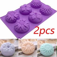 fashion mold mixed 2 sets soap cake silicone mould 6 cavity for diy