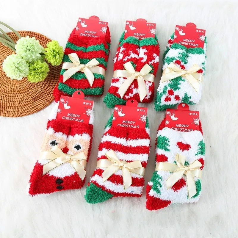 

1pairs Cotton Christmas Socks Thicker Autumn Winter New Year Santa Claus Xmas Christmas Tree Snow Elk Gift funny socks