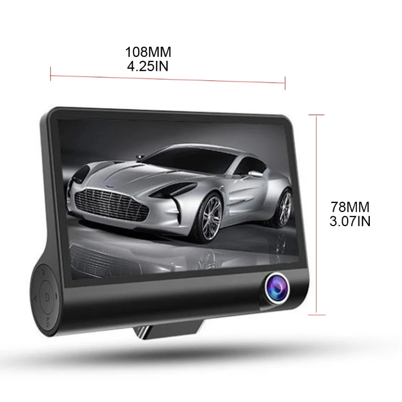 

4 Inches 1080P Car Three Lens Night Vision Driving Recorder Loop Recording Motion Detection Gravity Sensor Reversing Camera