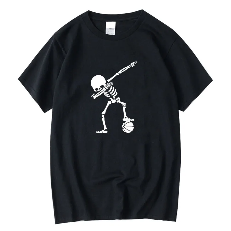 

XIN YI Men's t-shirt High quality100%cotton Funny skull t shirt casual loose short sleeve tshirt o-neck t-shirt tee tops for men