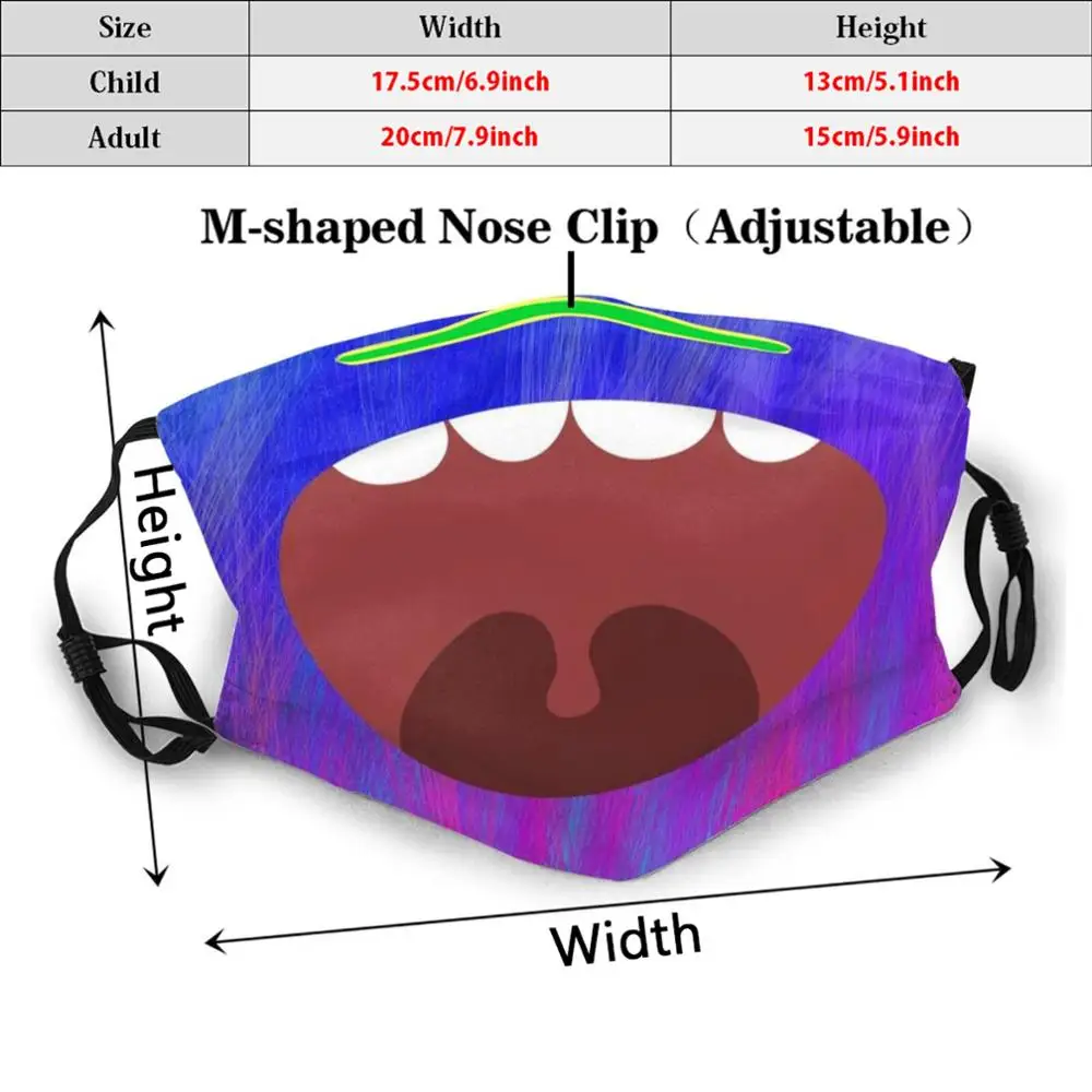 Маска с фильтром Pm2.5 для взрослых и детей многоразовая мультяшная Милая монстром