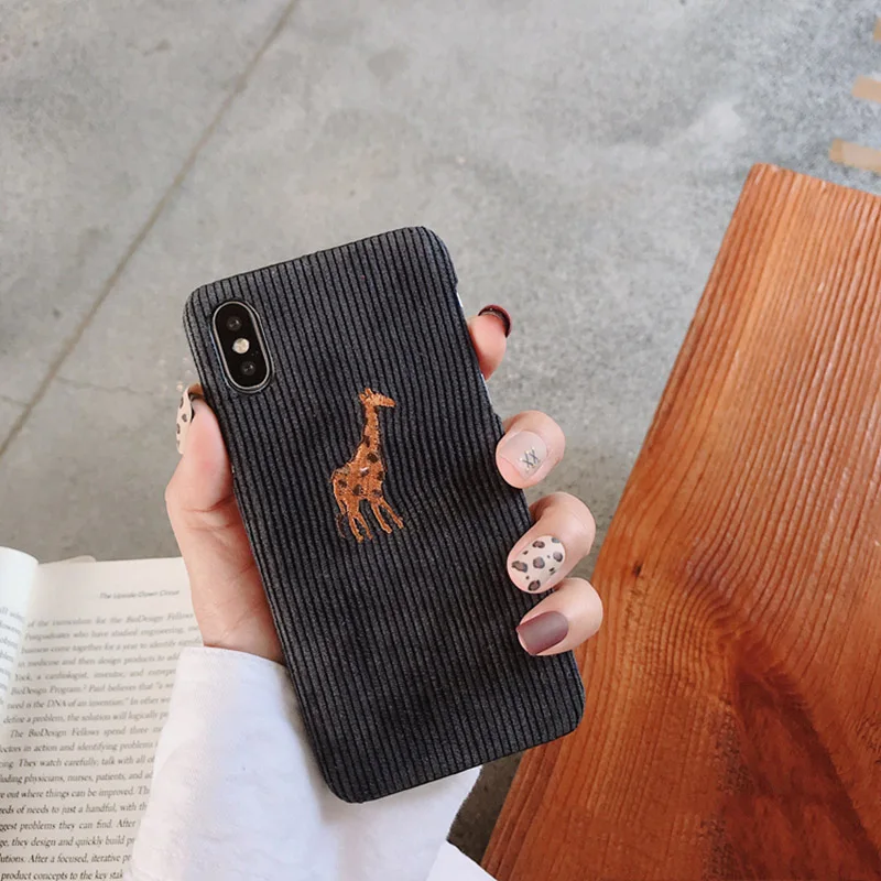 Модный теплый вельветовый чехол для телефона для iphone XS чехол для Max XR 11 Pro Max 7 8 6s 6 plus X чехол с милой вышивкой роббит жесткие чехлы