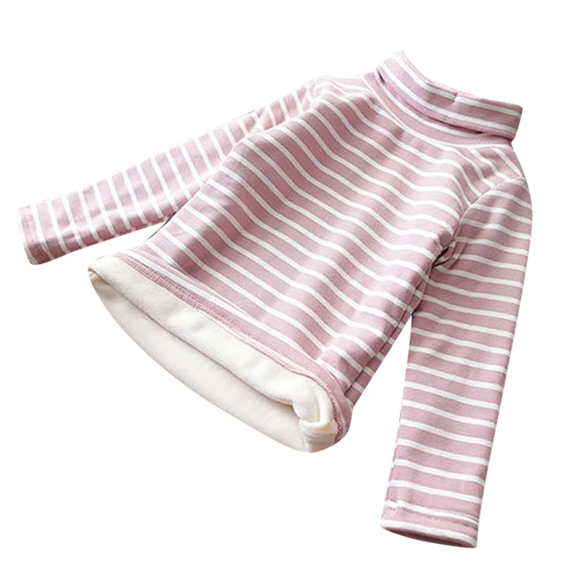 Осенне зимняя теплая флисовая рубашка в полоску с высоким воротником|Тройники| |