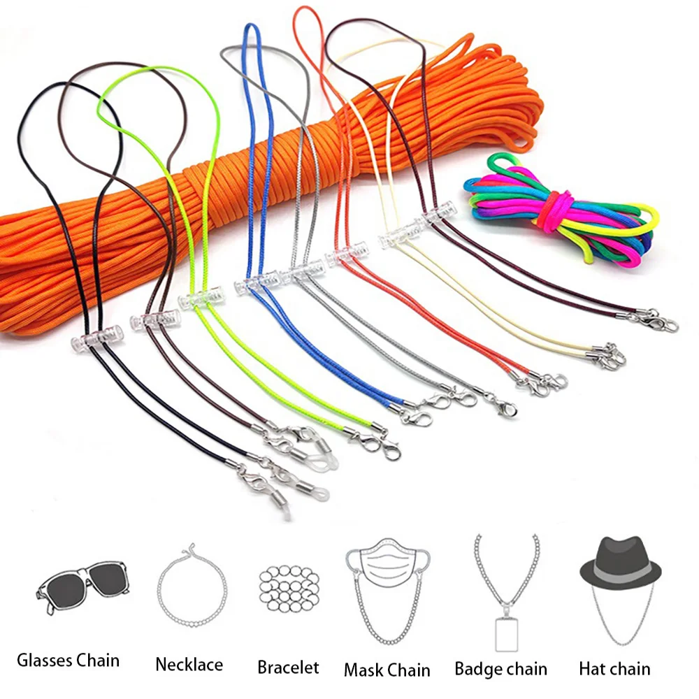 

2Pcs Fashion Wax Rope Sunglasses Mask Holder Lanyard Windproof Mask Chain Children Adjustable Glasses Chain Neck Strap for Women