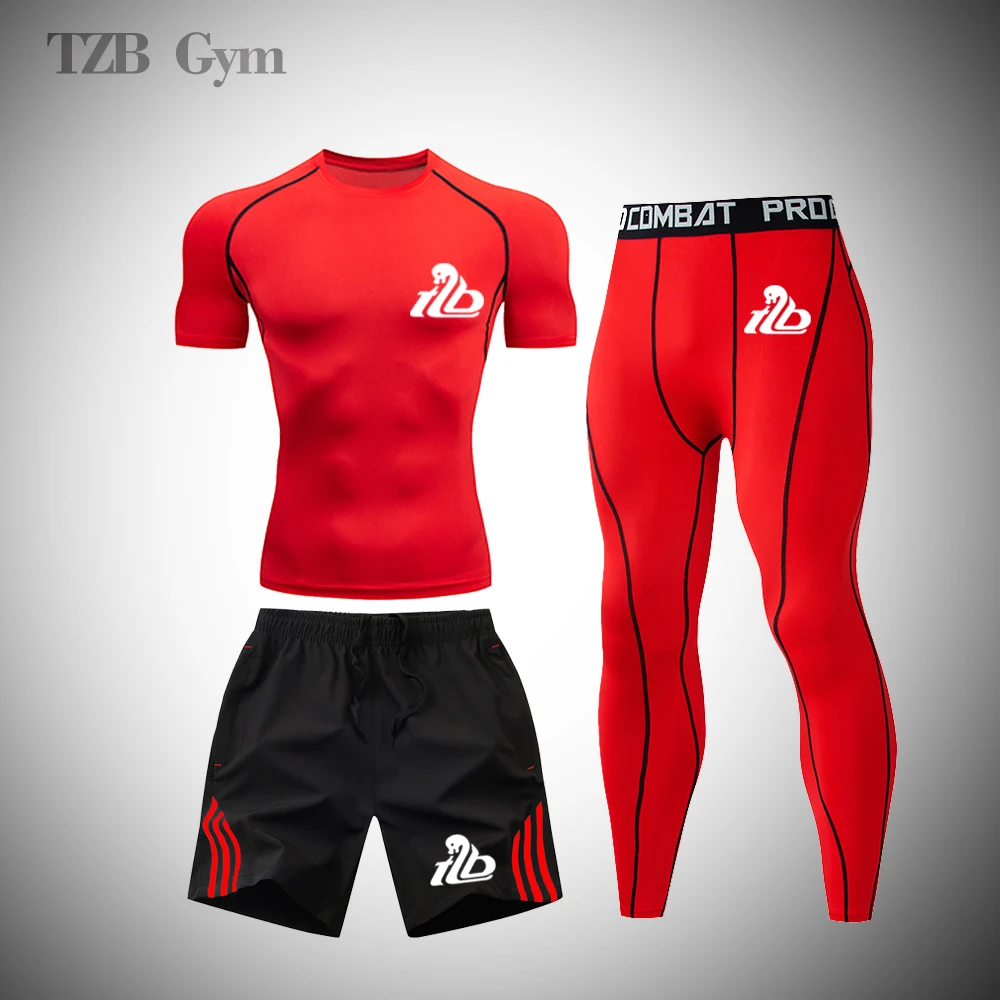 

Rashguard Men's Fitness Sports Suit Running Cycling Fitness Exercise Quick Drying Sportswear Fighting Boxing Training Tights