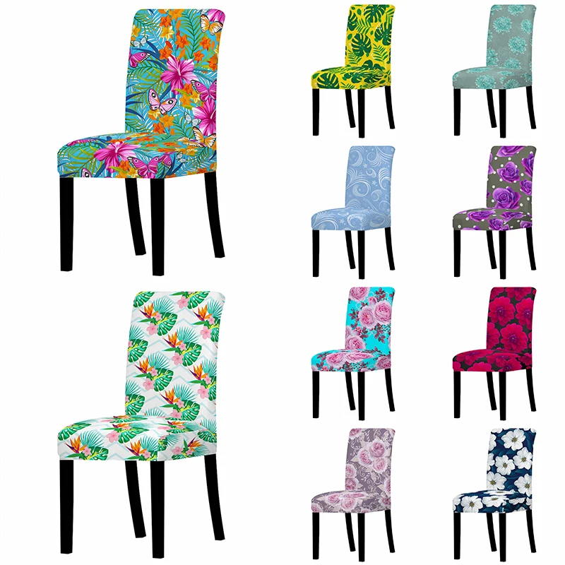 

Plant Elastic Chair Cover Universal Seat Cover Anti-dirty Stretch Chair Protector for Dining Room 1/2/3/4 Seater