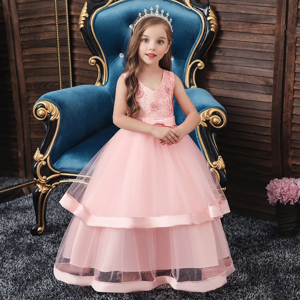 Girls Dress Princess Long Sleeve Party Wedding Evening 10 to 12 Years Lace Fluffy Elegant | Детская одежда и обувь