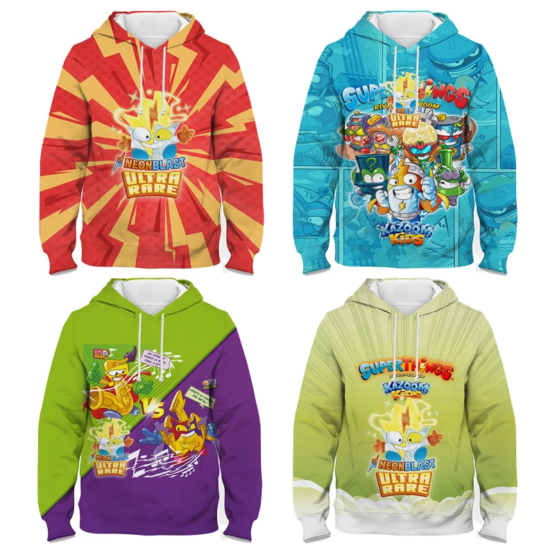 

Superthings 8 Kazoom Kids Neonblast 3D Print Hoodies Boys Girls Anime Sweatshirts Child Cartoon Pullover Outwears Tops Sudadera
