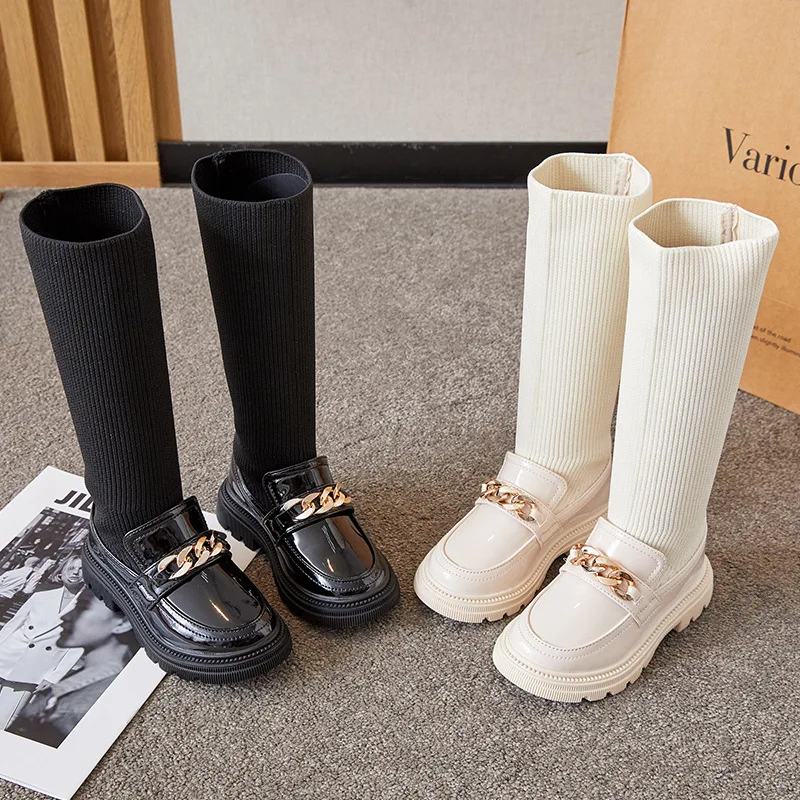 

Girls Boots 2021 Spring Autumn Single Boots Girls High Boots Children Princess Fashion Martin Boots Leather Boots Plus Velvet