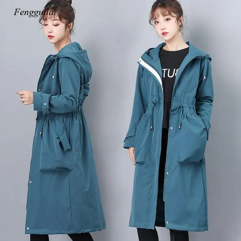 Весенне осенняя футболка с длинными Тренч Женская Повседневная длинным рукавом