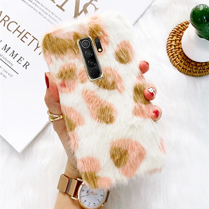 

For xiaomi Redmi 9 Case Silicon Back Cover Phone Case For redmi 9 9i Soft Case etui shockproof Rabbit Plush Fluffy fur fundas