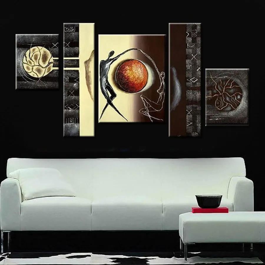 

handmade Modular Painting Pictures Black Lover Couple Oil Painting On Canvas Large Size Wall Decor Art Sets 5 Pieces Gift