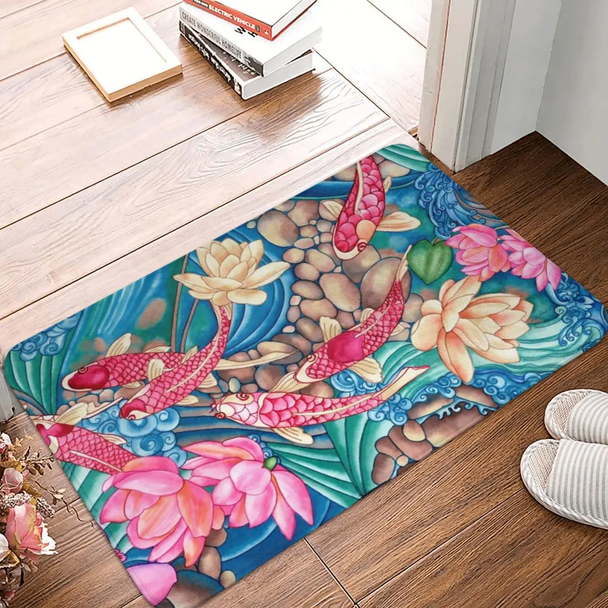 

Koi Pond Doormat Carpet Mat Rug Polyester Non-Slip Floor Decor Bath Bathroom Kitchen Balcony 40*60