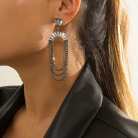 ingesight z luxury shiny rhinestones long earrings stylish black color crystal dangle drop earrings female ear piercing jewelry
